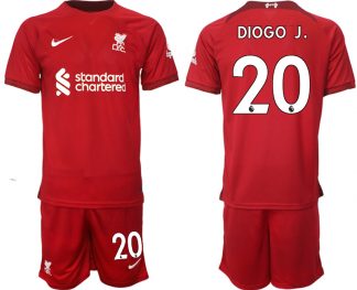 Personalisierte Fußballtrikots Liverpool 22-23 Heimtrikot Kurzarm + Kurze Hosen DIOGO J. 20