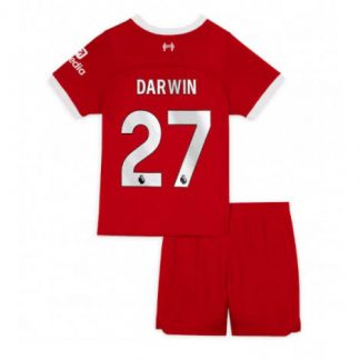 Kinder Fußballtrikots Liverpool Heimtrikot 2023/24 Kurzarm + Kurze Hosen Darwin Nunez 27