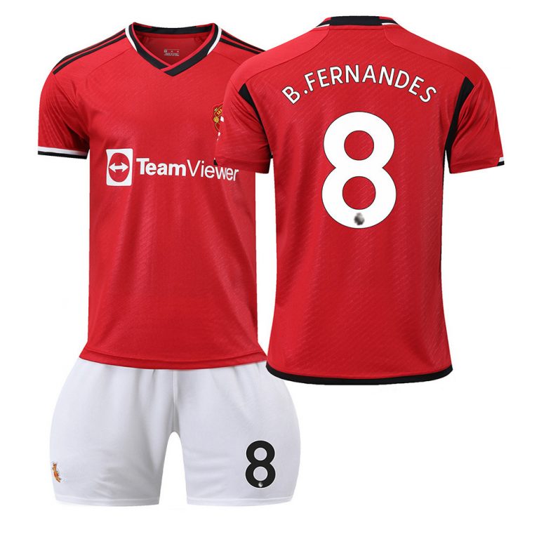 Kinder Fußballtrikots Manchester United 2023-24 Trikot Trikotsatz bestellen mit Aufdruck B.FERNANDES 8