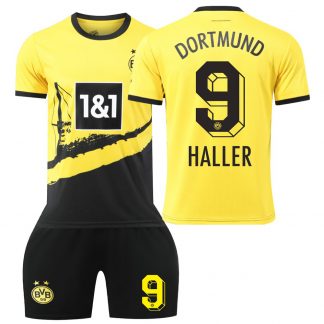 Kinder Heimtrikot Borussia Dortmund 2023-24 Fußballtrikots Trikotsatz HALLER 9