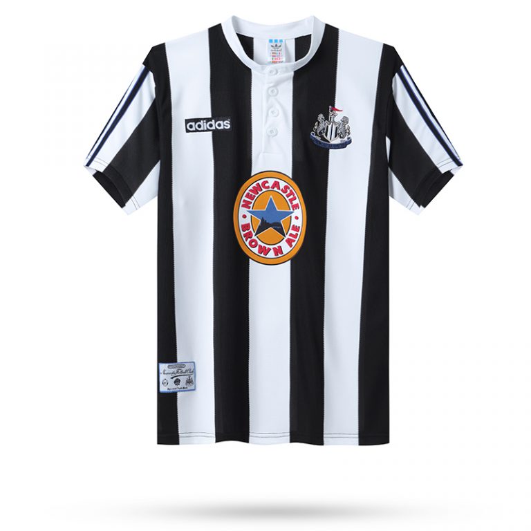 Vintage Newcastle United 1995/97 Heimtrikot weiß schwarz Kurzarm Fußballtrikots