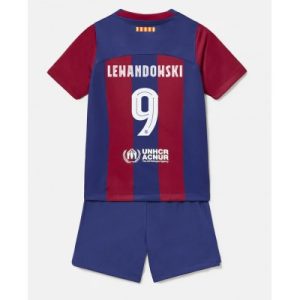 Kinder FC Barcelona Heimtrikot 2023/24 Kurzarm + Kurze Hosen Robert Lewandowski 9