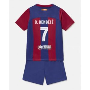 Kinder FC Barcelona Heimtrikot 2023/24 rot blau Trikotsatz Ousmane Dembele 7