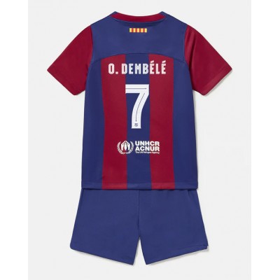 Kinder FC Barcelona Heimtrikot 2023/24 rot blau Trikotsatz Ousmane Dembele 7