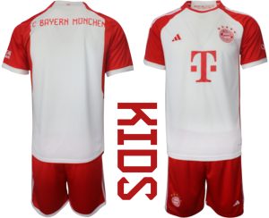 Kinder Fußball Trikot Bayern München 2023-24 Rot Weiß