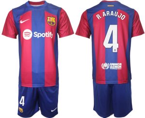 Herren Heimtrikot FC Barcelona 2023/24 T-Shirt Fußballtrikot Trikotsatz R.ARAUJO 4