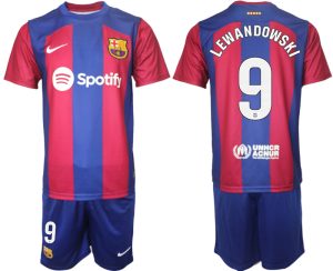 Herren Set FC Barcelona Heimtrikot 2023/24 T-Shirt bestellen mit Aufdruck LEWANDOWSKI 9