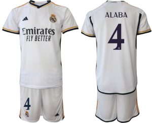Herren Weiß Fussballtrikots Real Madrid Heimtrikot 2023-24 mit Namen ALABA 4