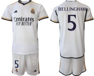 Herren Weiß Fussballtrikots Real Madrid Heimtrikot 2023-24 mit Namen BELLINGHAM 5