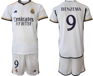 Herren Weiß Fussballtrikots Real Madrid Heimtrikot 2023-24 mit Namen BENZEMA 9