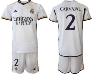 Herren Weiß Fussballtrikots Real Madrid Heimtrikot 2023-24 mit Namen CARVAJAL 2