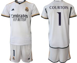 Herren Weiß Fussballtrikots Real Madrid Heimtrikot 2023-24 mit Namen COURTOIS 1