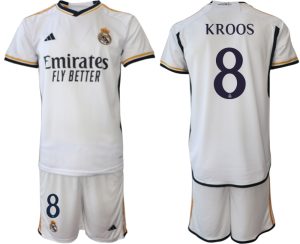 Herren Weiß Fussballtrikots Real Madrid Heimtrikot 2023-24 mit Namen KROOS 8