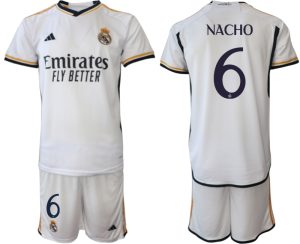 Herren Weiß Fussballtrikots Real Madrid Heimtrikot 2023-24 mit Namen NACHO 6
