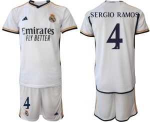 Herren Weiß Fussballtrikots Real Madrid Heimtrikot 2023-24 mit Namen SERGIO RAMOS 4