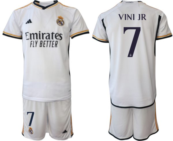 Herren Weiß Fussballtrikots Real Madrid Heimtrikot 2023-24 mit Namen VINI JR 7