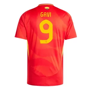Fussball Trikot Spanien Euro 2024 Heim Trikotsatz EM 24 Rot mit Aufdruck Gavi 9