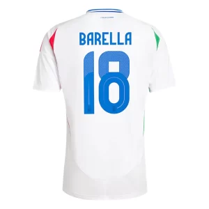 Italien Euro 2024 Auswärts Trikotsatz EM 24 weiß Kurzarm Nicolo Barella 18