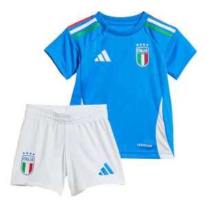 Kindertrikot Italien Euro 2024 Heim Trikotsatz EM 24 blau Kurzarm + weiß Kurze Hosen