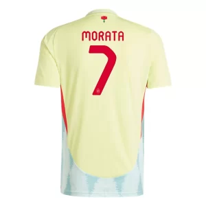 Spanien Trikot Euro 2024 Auswärts Trikotsatz EM 24 hellgelben Kurzarm Alvaro Morata 7